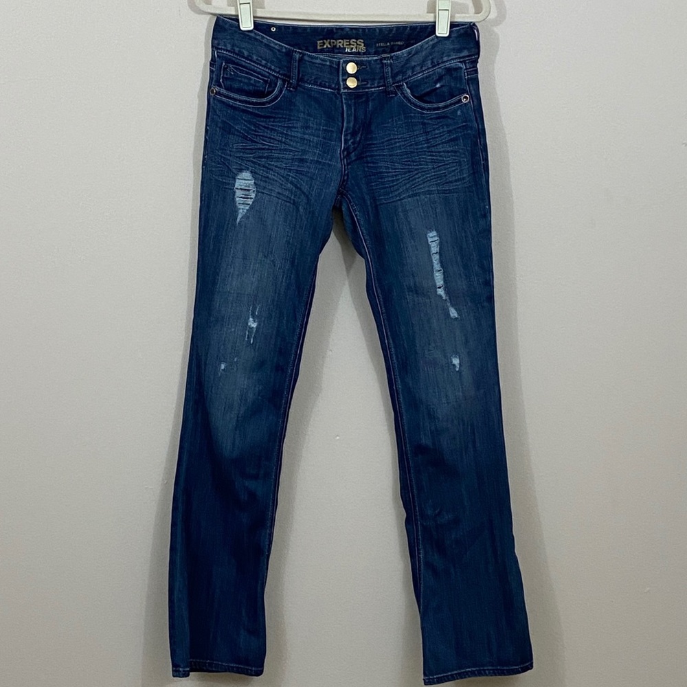 Express Jeans Stella Blue and Cheetah Size 6